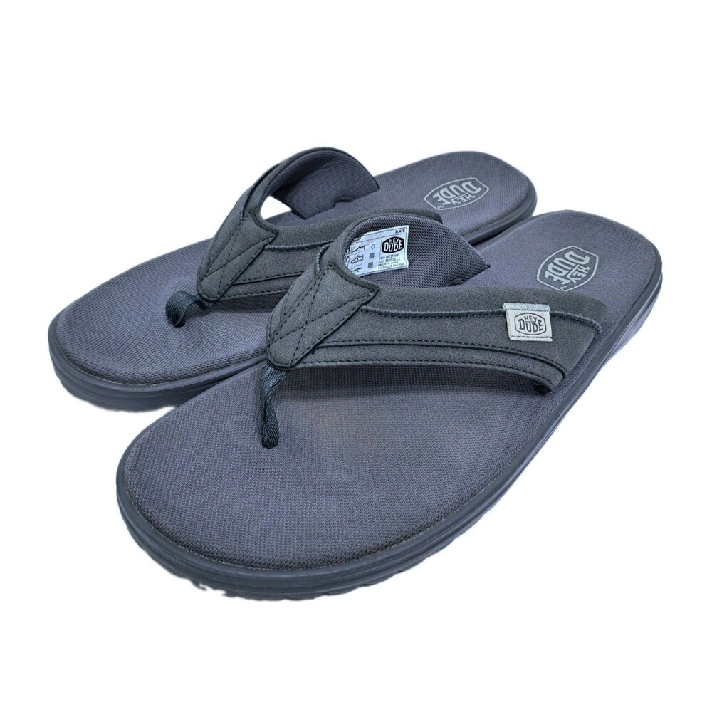 Hey Dude Sami Men's Size 11 Gray Casual Sandals Flip Flops Beach Pool